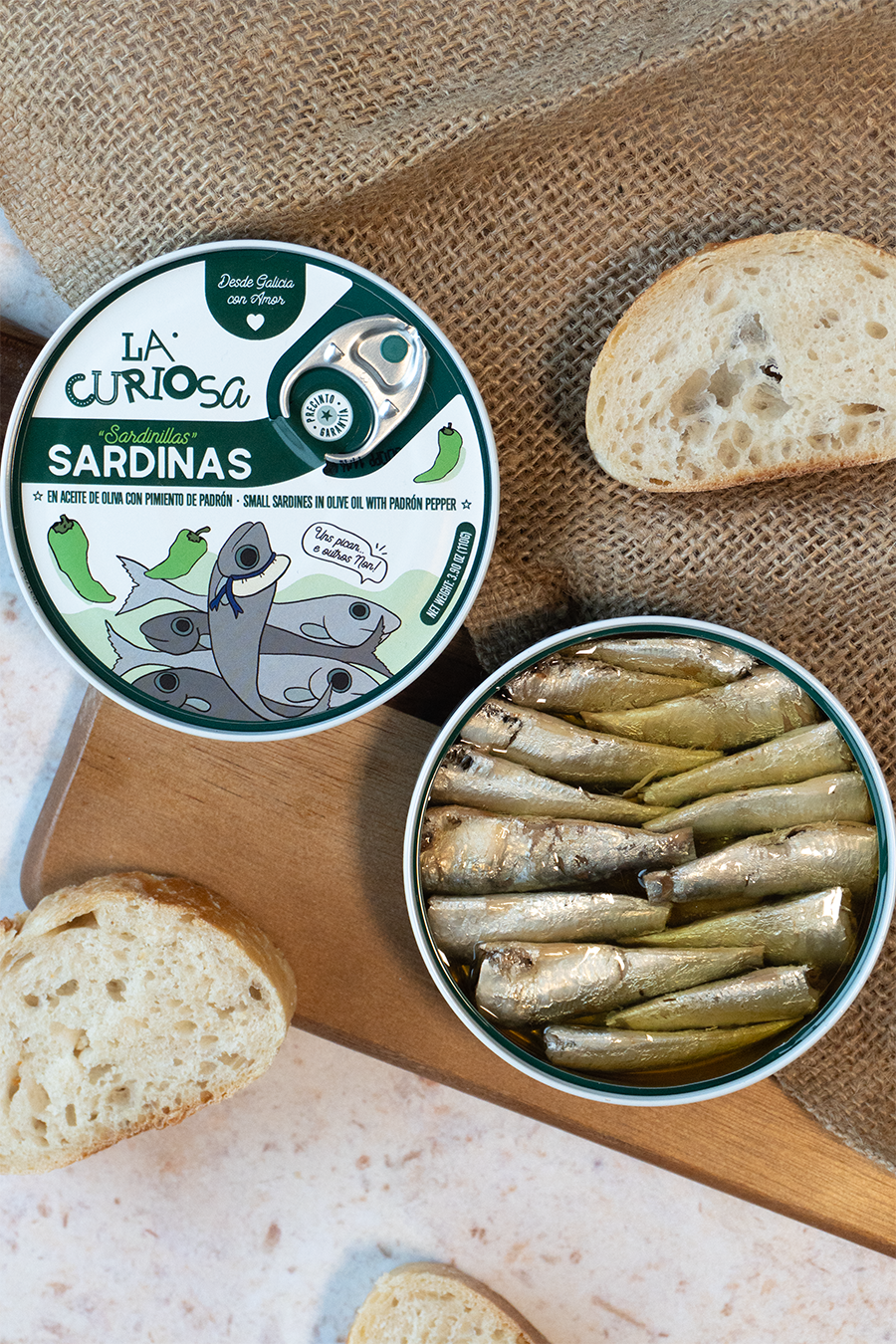 La Curiosa- Small Sardines in Olive Oil with Padron Pepper (112g
