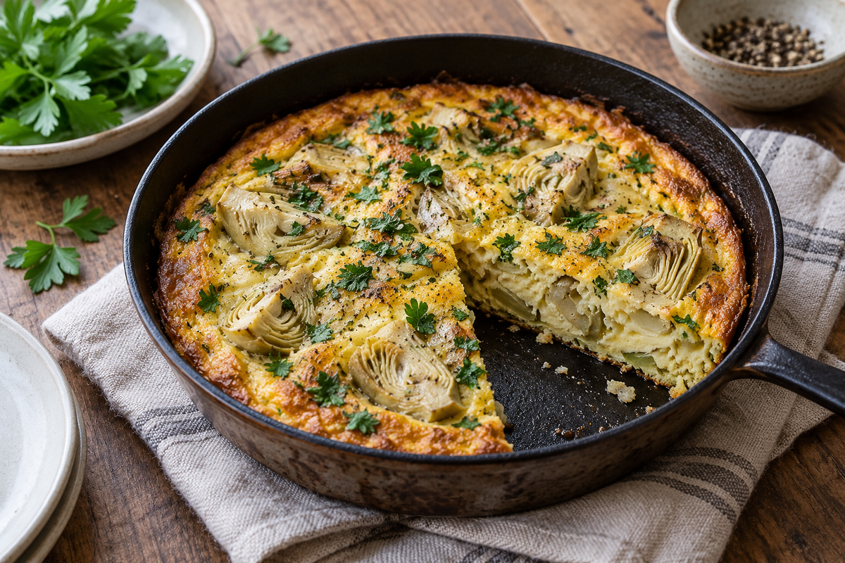 Artichoke and parsley frittata