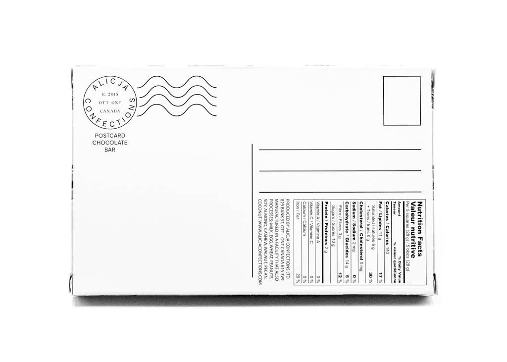 Alicja Ember Island Vegan Dark Postcard Chocolate Bar