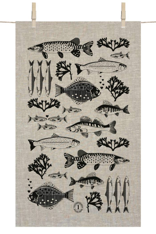 Fish Pond Tea Towel - 100% Linen