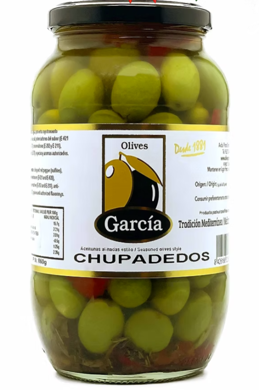 García Chupadedos-Style Spanish Olives · 860g