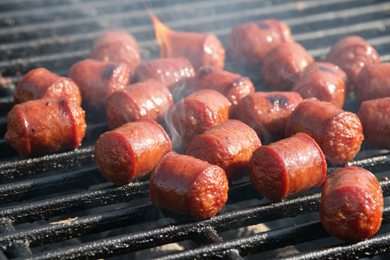 only show the smaller pieces and make them a bit darker, also, on the grill