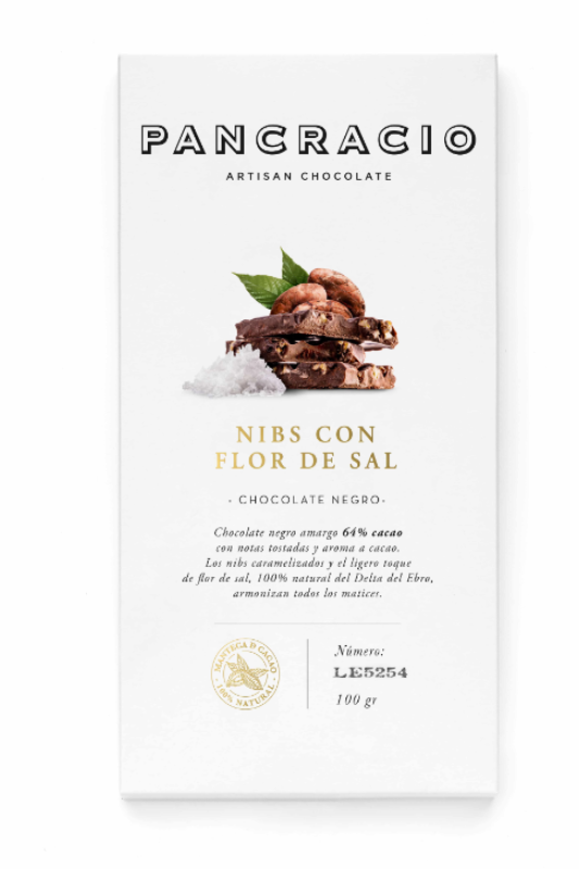 Pancracio Dark Chocolate with Cocoa Nibs & Fleur de Sel – 100g