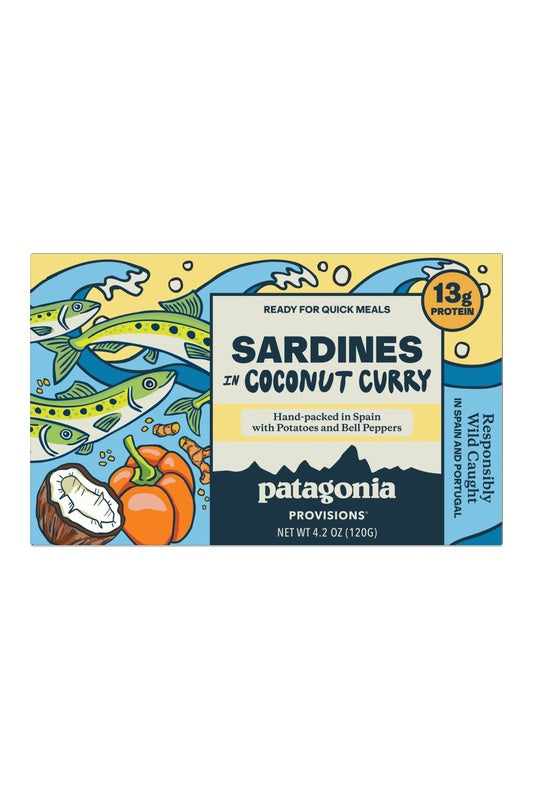 Patagonia Sardines in Coconut Curry Sauce — updated front packaging
