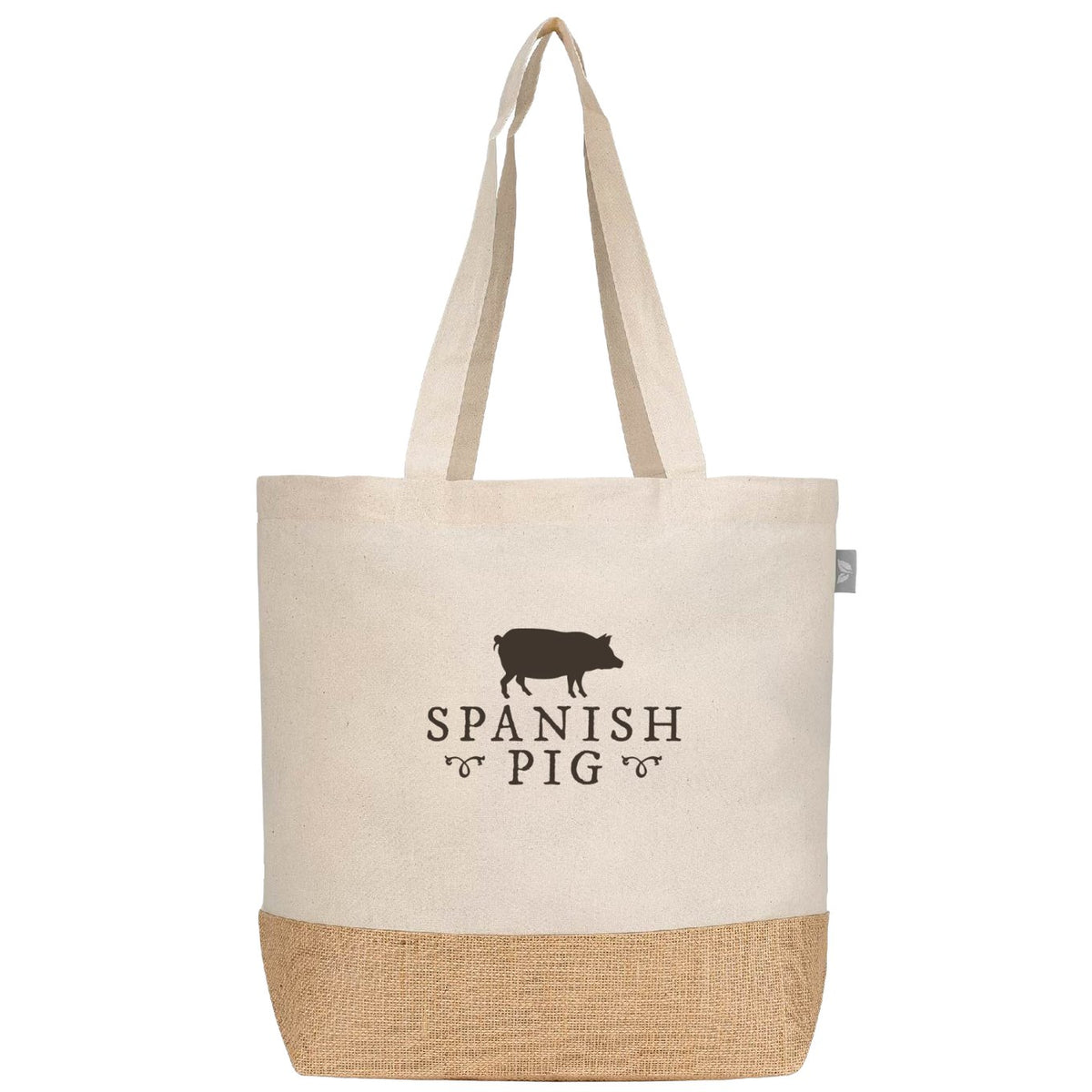 Spanish Pig tote bag with natural-colour body, textured base and long handles