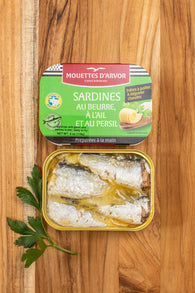 Les Mouettes d'Arvor Sardines with Butter, Garlic and Parsley
