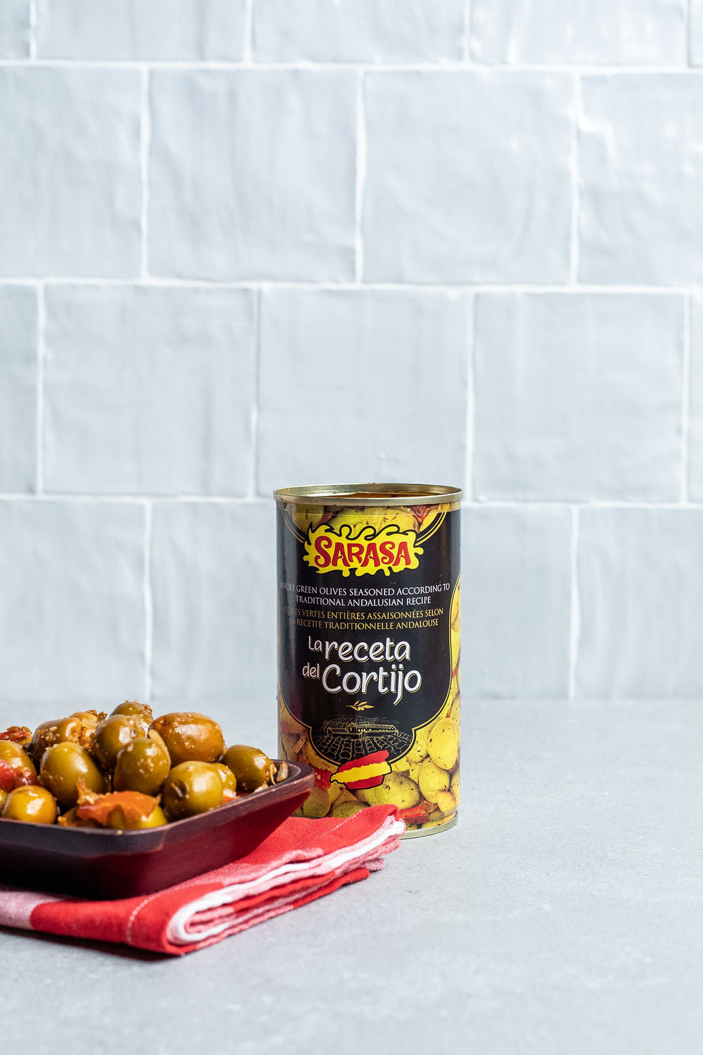 Marinated Green Olives "Receta del Cortijo" by Sarasa 370ML - Spanish Pig